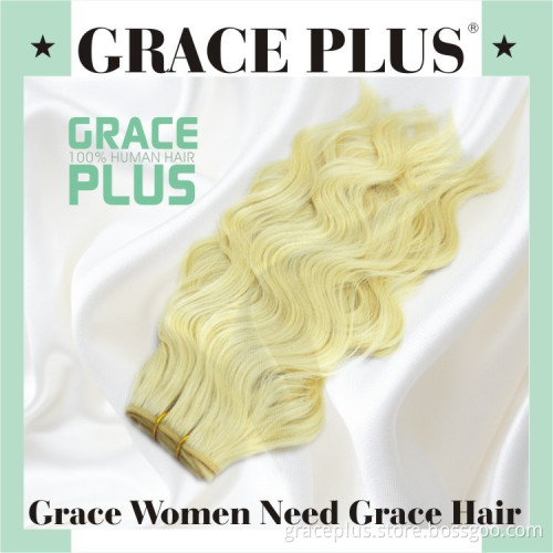 Grace Plus 8-30" various colors available 100 human hair weave brands premium jazzy blonde curly real hair extensions dropship